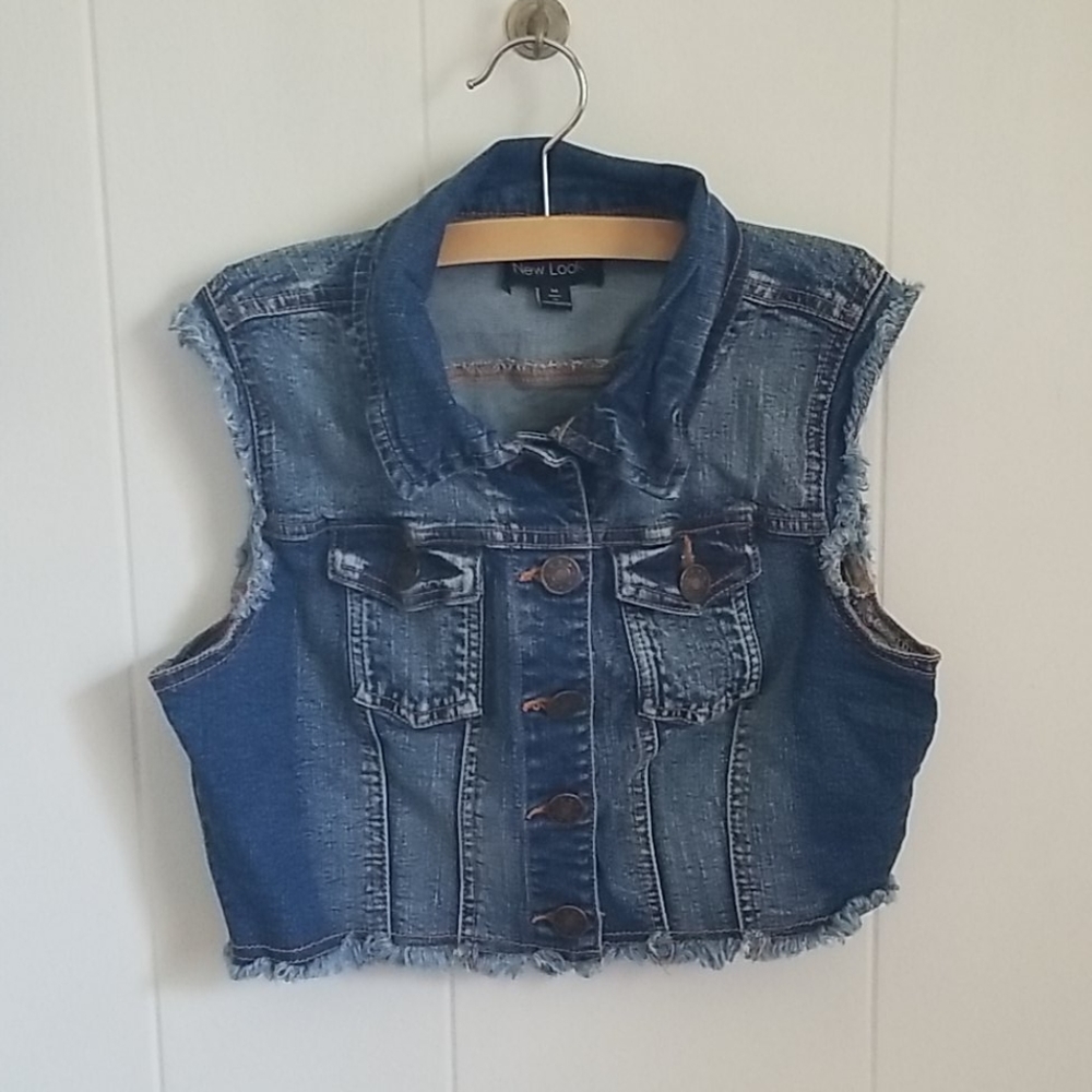 Denim cropped vest